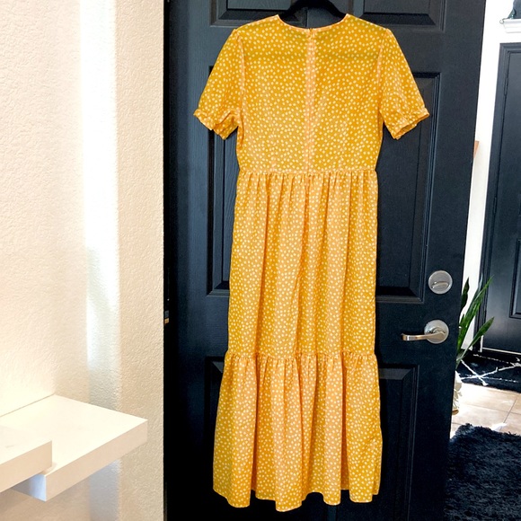 Womens Cottagecore Yellow w/White Flowers Spring Summer Maxi Dress Sz S/M - Picture 6 of 7
